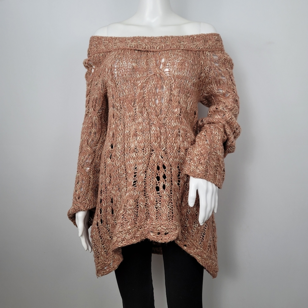 Free People Open Cable Knit Two Colors tunic